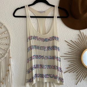 Corey Lynn Calter | Stripe Sequin Razorback Tank | Small